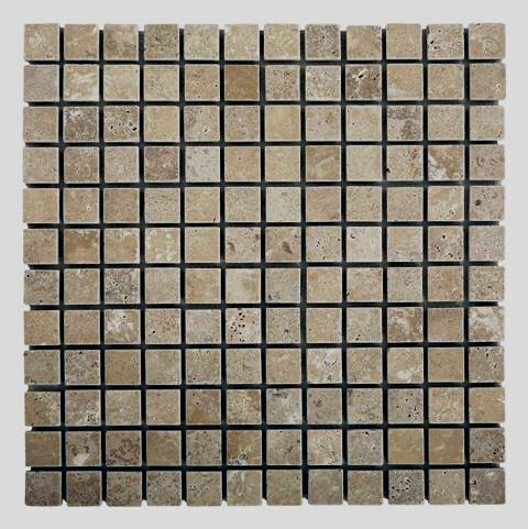 SQ. FT. - 1 x 1 Noche (1 x 1 Noche Travertine on mesh_ Tumbled UK-N111)