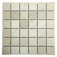 SQ. FT. - 2 x 2 Crema Mosaics (2 x 2 x 3/8 Crema Marfil Mosaics on mesh_ Tumbled UK-C122)