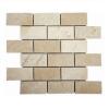 SQ. FT. - 2 x 4 Brick Crema Mosaics (2 x 4 x 3/8 Crema Marfil Marble Tiles on mesh_ Tumbled UK-C124