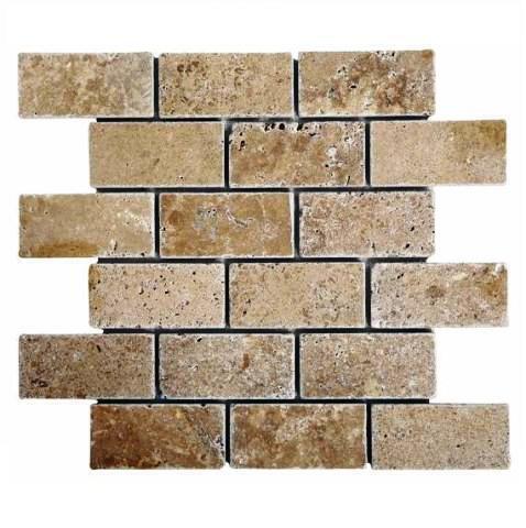 SQ. FT. - 2 x 4 Brick Noche Mosaics (2 x 4 x 3/8 Noche Brick Mosaics Tumbled UK-N124)