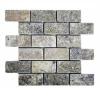 SQ. FT. - 2 x 4 Brick Silver Mosaics (2 x 4 x 3/8 Silver Travertine on mesh_ Tumbled UK-V124)
