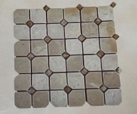 SQ. FT. - Gala Crema Mosaics (Gala Crema Marfil Mosaics with emperador dots on mesh_ Tumbled UK-C206 - 12''x12'' mesh with 2''x2'')