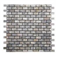 SQ. FT. - Mini Brick Silver Mosaics (Mini Brick Silver Travertine on mesh_ 5/8x1-1/4 Tumble UK-V101)