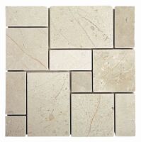 SQ. FT. - Mini French Crema Mosaics (Mini French Mosaics on mesh_ Crema Marfil_ Tumbled UK-C201 - 12''x12'' mesh)