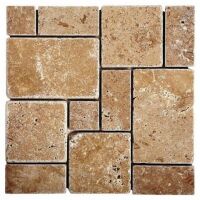 SQ. FT. - Mini French Noche Mosaics (Mini French_ Noche Travertine Mosaic Tiles on mesh UK-N201 - 12''x12'' mesh)