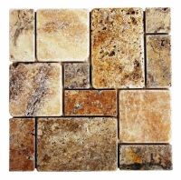 SQ. FT. - Mini French Scabos Mosaics (Mini French Scabos Travertine on mesh_ Tumbled UK-S201 - 12''x12'' mesh)