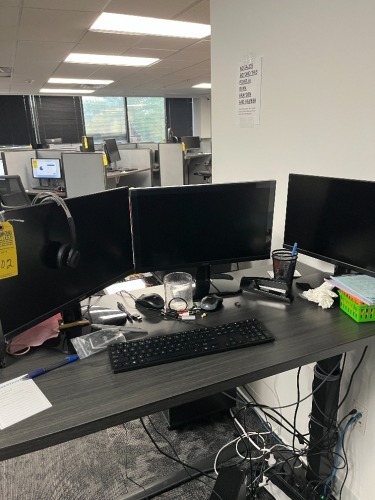 LOT - 3- ACER 22'' MONITORS / APC BATTERY BACKUP / KEYBOARD / MOUSE / HEADPHONES