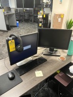 LOT - 2- DELL 20'' MONITORS / APC BATTERY BACKUP / KEYBOARD / MOUSE / HEADPHONES