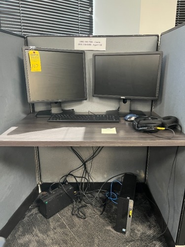 LOT - 2- DELL 20'' MONITORS / APC BATTERY BACKUP / KEYBOARD / MOUSE / HEADPHONES