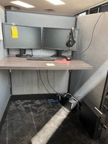 LOT - 2- AOPEN 20'' MONITORS / APC BATTERY BACKUP / KEYBOARD / MOUSE / HEADPHONES