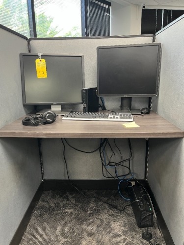LOT - 2- DELL 20'' MONITORS / APC BATTERY BACKUP / KEYBOARD / MOUSE / HEADPHONES