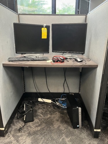 LOT - 2- DELL 20'' MONITORS / APC BATTERY BACKUP / KEYBOARD / MOUSE / HEADPHONES