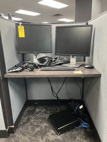 LOT - 2- DELL 20'' MONITORS / APC BATTERY BACKUP / KEYBOARD / MOUSE / HEADPHONES