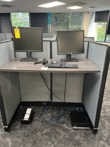 LOT - 2- DELL 20'' MONITORS / APC BATTERY BACKUP / KEYBOARD / MOUSE / HEADPHONES