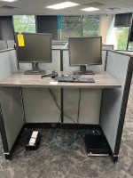 LOT - 2- DELL 20'' MONITORS / APC BATTERY BACKUP / KEYBOARD / MOUSE / HEADPHONES