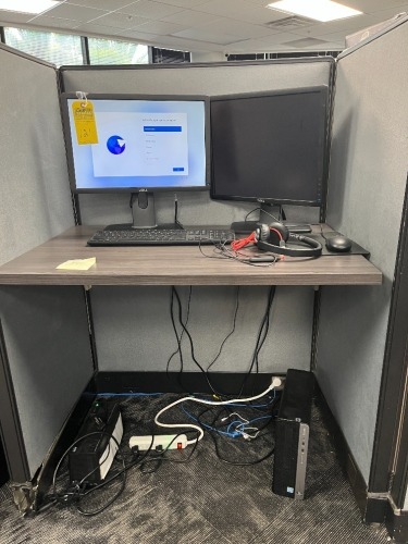 LOT - 2- DELL 20'' MONITORS / APC BATTERY BACKUP / KEYBOARD / MOUSE / HEADPHONES