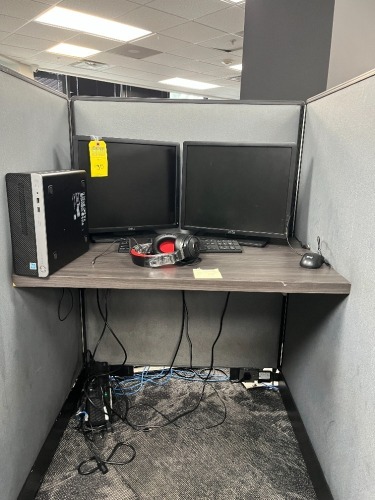 LOT - 2- DELL 20'' MONITORS / APC BATTERY BACKUP / KEYBOARD / MOUSE / HEADPHONES