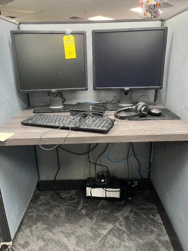LOT - 2- DELL 20'' MONITORS / APC BATTERY BACKUP / KEYBOARD / MOUSE / HEADPHONES