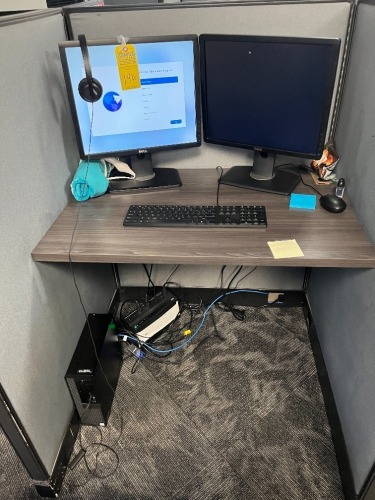 LOT - 2- DELL 20'' MONITORS / APC BATTERY BACKUP / KEYBOARD / MOUSE / HEADPHONES