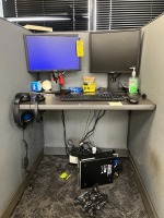 LOT - 2- DELL 20'' MONITORS / APC BATTERY BACKUP / KEYBOARD / MOUSE / HEADPHONES