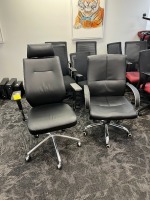 ASSORTED BLACK LEATHER ROLLING OFFICE CHAIRS