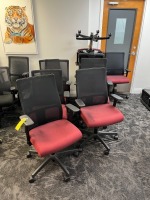 RED & BLACK FABRIC ROLLING OFFICE CHAIRS