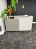 GRAY & WHITE RECEPTION DESK - 6'x2.5'