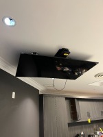 SAMSUNG TELEVISION WITH MOTORIZED CEILING MOUNTS - WITH REMOTE FOR MOUNT / WITH REMOTE FOR TV - APPROXIMATELY 50''