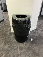BLACK TRASH RECEPTACLE