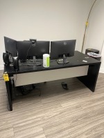 WHITE & BLACK DESK WITH 2 OFFICE CHAIRS - 71''x36''