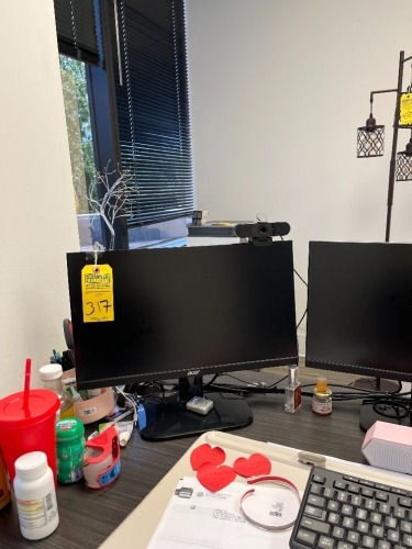 LOT - 3- ACER 22'' MONITORS / BATTERY BACKUP / KEYBOARD / MOUSE / CAMERA