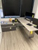 GRAY DESK WITH CONSOLE FILE CABINET