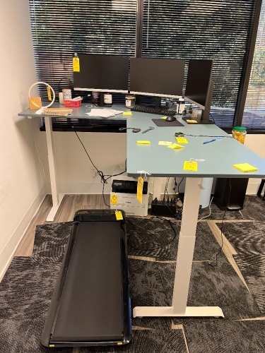 TEAL L-SHAPE ADJUSTABLE HEIGHT DESK