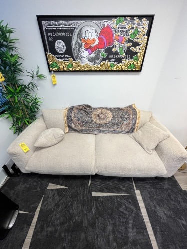 LIGHT TAN FABRIC SOFA