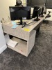 GRAY DESK WITH CONSOLE FILE CABINET WITH KEYS