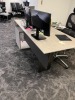 GRAY DESK WITH CONSOLE FILE CABINET WITH KEYS - 2