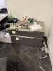 GRAY DESK WITH CONSOLE FILE CABINET WITH KEYS - 3