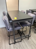 BLACK & GRAY HIGH TOP TABLE WITH 4 CHAIRS - 55''x27'' (LIKE NEW)