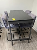 BLACK & GRAY HIGH TOP TABLE WITH 4 CHAIRS - 55''x27'' (LIKE NEW)