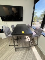 BLACK & GRAY HIGH TOP TABLE WITH 4 CHAIRS - 55''x27'' (LIKE NEW)