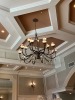 LARGE METAL / PRISM CHANDELIER WITH TAN SHADES ***TO BE REMOVED BY MAINTENANCE DEPARTMENT*** - 2