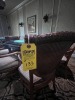 WOOD / WICKER CHAIRS WITH BLUE & TAN FABRIC SEATS - 6
