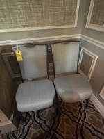 STACKABLE CHAIRS WITH BLUE / SILVER FABRIC PADDING