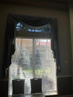 BLUE WITH BROWN STITCHING VALANCES
