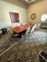BROWN FABRIC STACKABLE CHAIRS