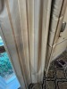 SET BLUE / TAUPE STRIPED CURTAINS WITH BLACKOUT LINING - APPROXIMATELY 135''H x 80''W - 2