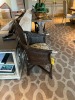 RATTAN CANE BACK DINING ARM CHAIRS WITH FABRIC SEATS - 3