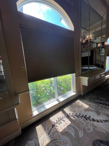 TAN BLINDS - 88''H x 72''W