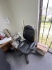 BLACK LEATHER ROLLING OFFICE CHAIRS (1- SOME DAMAGE/WEAR) - 2