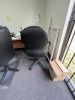 BLACK LEATHER ROLLING OFFICE CHAIRS (1- SOME DAMAGE/WEAR) - 3